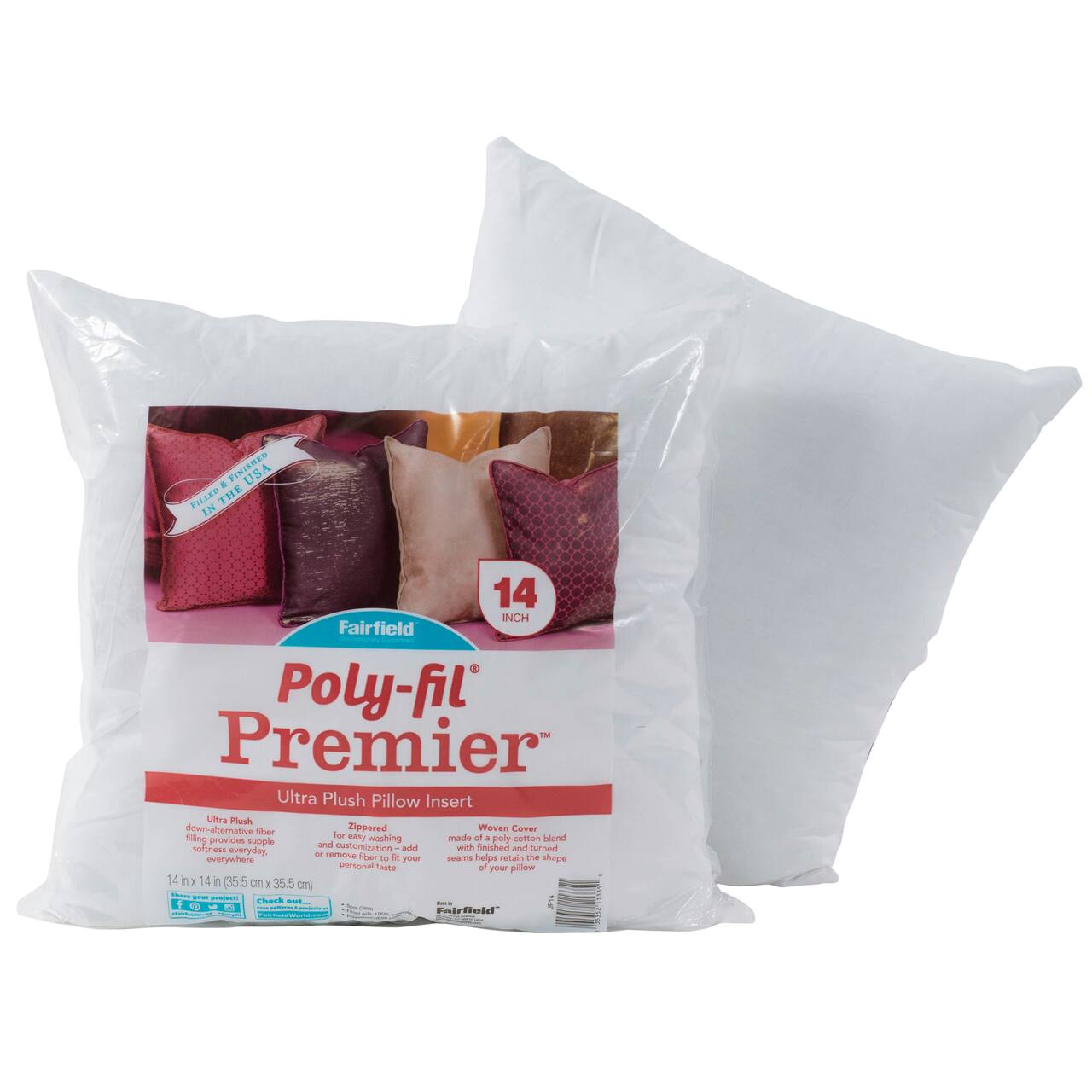 Poly-Fil® Premier™ 12ct. Ultra Plush Pillow Inserts, 14" x 14"